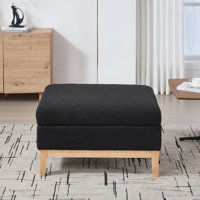 33.86"W Upholstered Wood Base Storage Ottoman With Reversible Lid Coffee Table by George Oliver