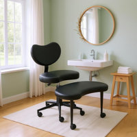Adjustable Salon Chair with Rolling Footrest, Memory Foam Seat & Lumbar Support – Ergonomic for Long Hours by Inbox Zero