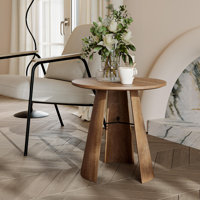 Bentwood Triangle Support Frame Round Side Table by Latitude Run