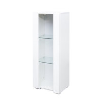 Storage Cabinets with Aluminum Strip Lamp & Glass Shelves, Modern Display Cabinet for Living Room, Bedroom, Office