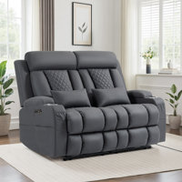 Zero Wall Hugger Power Reclining Loveseat With Adjustable Headrest, Fabric Electric Recliner Sofa With Usb & Type-c Ports, Dual Cup Holders, 2-seater by Latitude Run