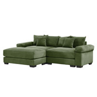 Corduroy Theater Sectional Sofa with Chaise, Modular Home Cinema Couch with Pillows, Deep Seat Comfort for Movie Rooms by Mercer41