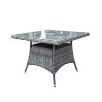 Square Aluminum Wicker Dining Table With Umbrella Hole (39.37" L X 39.37" W X 28.35" H) by Latitude Run