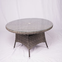 Round Aluminum Wicker Dining Table With Umbrella Hole (47.24" Diameter X 28.35" H) by Latitude Run