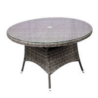 Round Aluminum Wicker Dining Table With Umbrella Hole (47.24" Diameter X 28.35" H) by Latitude Run