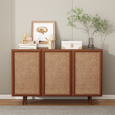 Contemporary Rattan Accent Storage Cabinet with Adjustable Shelves and Ample Space Perfect for Modern Decor by Dakota Fields