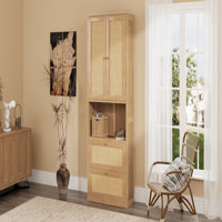 2 Doors Bookshelf with USB Port and 3 Drawers Side Cabinet Storage Shelves by Latitude Run