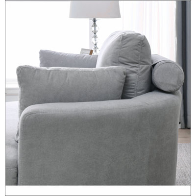 Swivel Accent Barrel Sofa Lounge Club Big Round Chair with Storage Ottoman