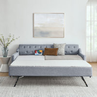 Twin Size Upholstery Daybed With Twin Size Erectable Trundle And Usb Charging Design, Day Bed by Red Barrel Studio