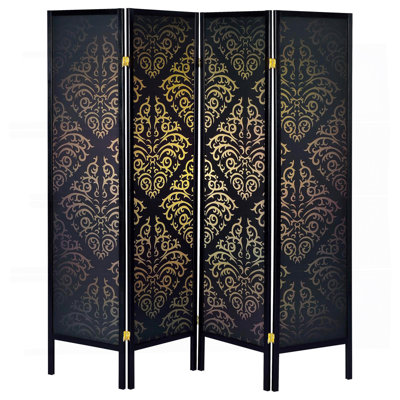 Black 4-Panel Folding Screen by House of Hampton