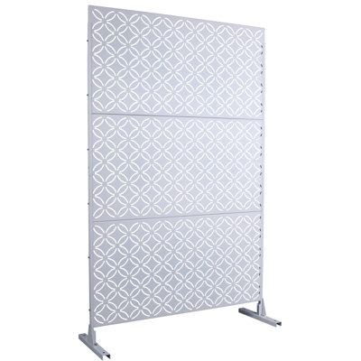 Outdoor & Indoor Privacy Screen Metal Privacy Screen 76" H×48" W, Freestanding Decorative Privacy Screen For Deck Balcony Patio, Privacy Fence Panels by Latitude Run