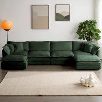 U-Shaped Chenille Sectional Sofa with Double Ottomans - Modular 4-Seater Comfort Couch, Reversible Deep Seat Design with Premium Fabric & Flexible Liv