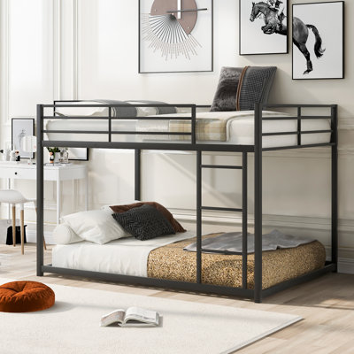 Full over Full Metal Bunk Bed with Ladder, Low Design for Space Saving by Isabelle & Max