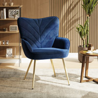 Plush Lambswool-Style Side Chair - Metal Leg Lounge Armchair by Mercer41