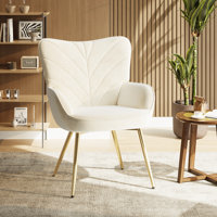 Plush Lambswool-Style Side Chair - Metal Leg Lounge Armchair by Mercer41