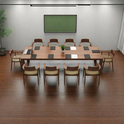 Multi-purpose solid wood long conference table by Latitude Run