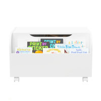 Wooden Toy Box With 4 Universal Wheels, Kids Toy Storage Organizer With Front Bookshelf, Flip-Top Lid, Safety Hinge, Toy Chest Bench For Playroom Kids by Isabelle & Max