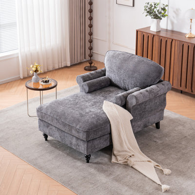 Oversized Chaise Lounge Indoor,Chenille Single Sofa Bed with Wide Seat,Upholstered Lazy Sleeper Armchair,Reading Couch Set for Living Room,Bedroom,5 C by Charlton Home