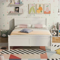 Full Size Wood Platform Bed With Headboard And Wooden Slat Support by Alcott Hill