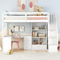 Loft Bed With L-Shaped Desk And Drawers