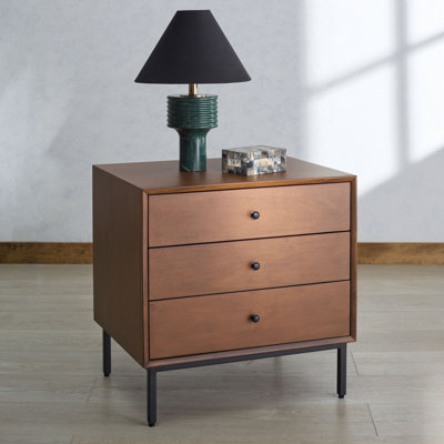 Trever Wood 3 Drawer Nightstand