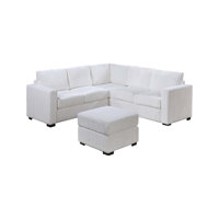 Beautiful 4-Piece Sectional Set W/ Ottoman One Arm Loveseat Corner Wedge Corduroy Upholstered Plush Couch by Latitude Run