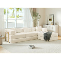 Hartwig 108" Oversized Modular Sleeper Sectional Sofa Bed with Reversible Chaise, No-Assembly Floor Couch by Ivy Bronx
