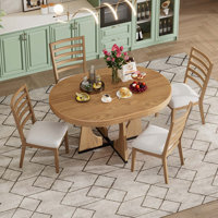 Round Dining Table For 4 With Chairs Set, Extendable Dining Table Set With 16" Removable Middle Leaf by Latitude Run