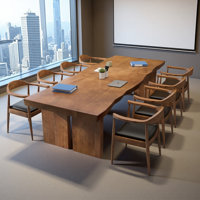 Simple Solid Wood Pine Conference Tables by Ophelia & Co.