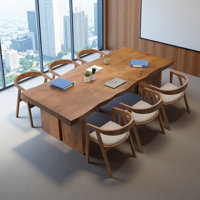 Simple Solid Wood Pine Conference Tables by Ophelia & Co.