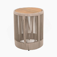 Outdoor Rattan rope & Acacia Wood Side Table - Patio Balcony Furniture for Garden, Yard, Balcony - Weather Resistant(Rope) by Dakota Fields