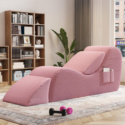 Yoga Chairs For Adults, Upholstered Chaise Lounge, Chaise Lounge With Waist Pad, Foot Pad, Side Pockets, High-density Foam Non-slip Bottom, Yoga Chair by Wrought Studio