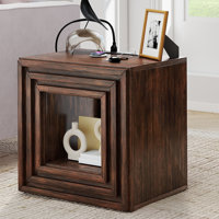 Farmhouse 2-Tier End Table With Drawer & Charging Station by Ophelia & Co.