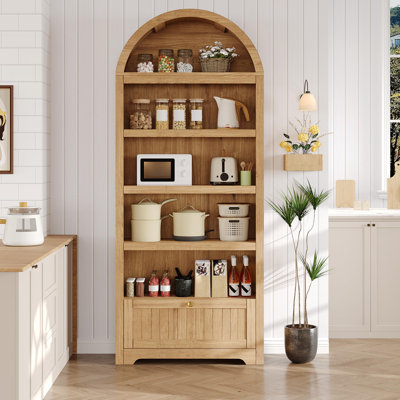 72" Arched Bookshelf with Storage Drawer and Open Shelves by Latitude Run