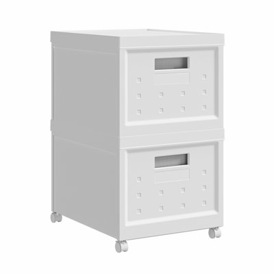 Plastic File Cabinet With Wheels, Collapsible Stackable Rolling File Boxes For Home Or Office by Ebern Designs