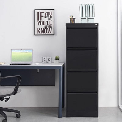 Vertical Filing Cabinet With Lock, Metal Storage Cabinet With 4 Drawers For Office by Latitude Run