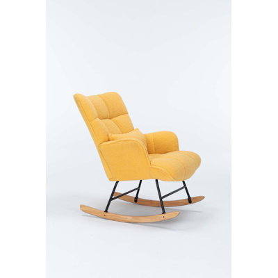 Rocking Chair Nursery,Teddy Upholstered Glider Rocker with High Backrest,Reading Chair Modern Rocking Accent Chairs Glider Recliner for Living Room,Nu