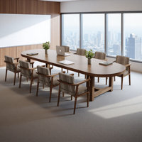 Elegant Brown Oval Solid Pine Conference Table by Inbox Zero