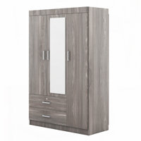 3-Door Mirror Armoire Wardrobe with shelves by Red Barrel Studio