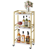3-tier Gold Bar Cart On Wheels by Ebern Designs