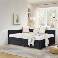 Full Size Upholstered Tufted Bed Frame with Drawers by Latitude Run