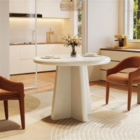 31.5" White Round Dining Table With Sturdy Base, Small Dinner Kitchen Table For 2 by Wrought Studio