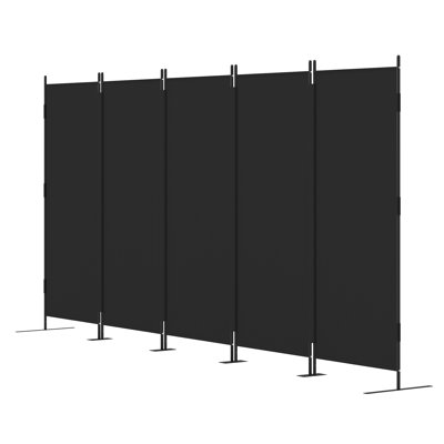 5-panel Room Divider, 6ft Folding Privacy Screen With Stable Base For Bedroom, Living Room, Black by Ebern Designs