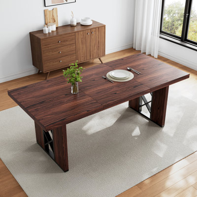 Rectangular Kitchen Dining Table For 6-8 People, Modern Farmhouse Style Dining Table, Suitable For Restaurants, Kitchens, And Living Rooms. by Ebern Designs