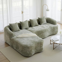 104.7" Modern Chenille Cloud L-Shaped Sectional, 2-Piece Curved Sofa Chaise With 4 Pillows by Latitude Run