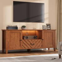 Farmhouse TV Stand for TV up to 70 Inch, Media Console with Drawer, Open Compartment and 2 Cabinets