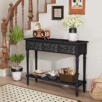42"Carved 3-Drawer Console Table With Storage Shelf by Charlton Home
