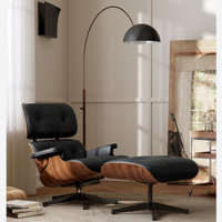 Mid Century Chaise Lounge Chair With Ottoman, Top Grain Leather, Modern Office Chair Classic Design, Heavy Duty Base Support For Living Room Study Lou by Corrigan Studio