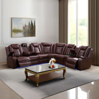 Magean Breathing Leather 3-piece Living Room Recliner Sofa Set, Red by Ivy Bronx