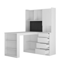 L-Shaped Desk with Charger, Drawers, Bookshelf, LED Light, Modern Corner Home Office and Gaming Computer Desk by Latitude Run